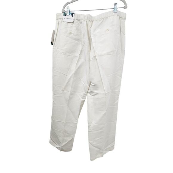 New NWT Cubavera White Linen Blend Wide Leg Pants Size XL In Bright White - Picture 5 of 12